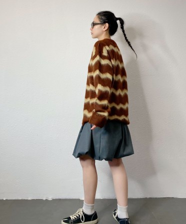 Caramel Zip Stripe Knit with Beanie  #241256